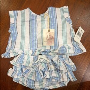 Jessica Simpson Kids Blue and White Striped Top and Shorts